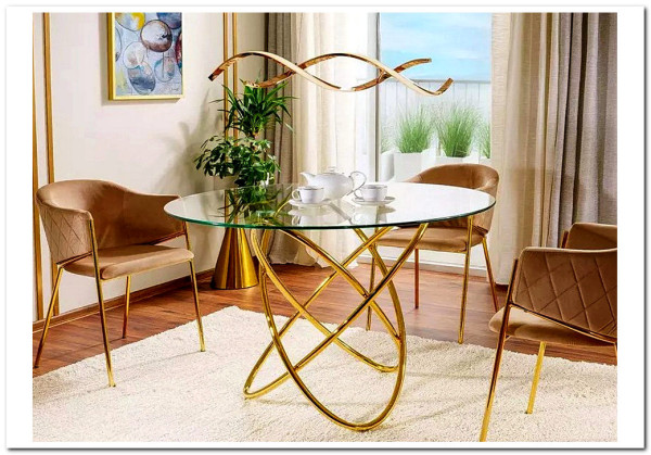 Стол обеденный Signal ORBIT 100 (прозрачный/золотой)