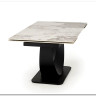 Стол обеденный Halmar FERNANDO 160 раскладной (белый мрамор/черный)