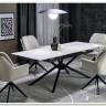 Стол обеденный Halmar VITORINO 160 раскладной (белый мрамор/черный)