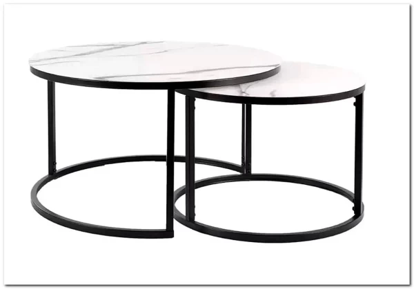 Комплект Signal ATLANTA C, 2 стола журнальных (эффект белого мрамора/черный мат)