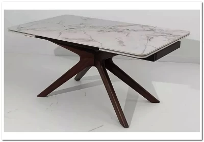 Стол EDER 160 GLOSS COLD JADE SOLID CERAMIC / Орех, ®DISAUR