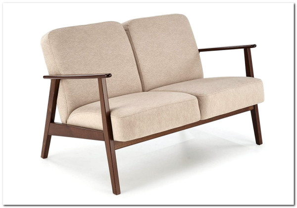 Диван HALMAR MILANO 2S tap. Castel 15 бежевый/орех