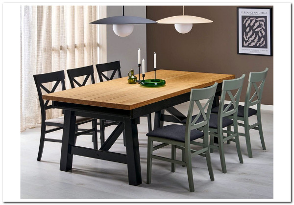 Стол обеденный Halmar FIESTA раскладной (дуб натуральный/черный)