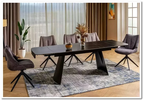 Стол обеденный Signal BACARDI 160 раскладной (черный/черный)