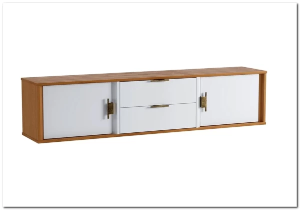 Тумба ТВ Бридж подвесная 2 двери 2 ящика из массива сосны