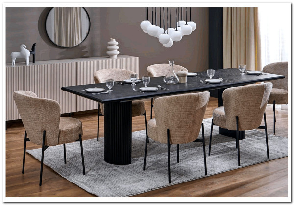 Стол обеденный Halmar BOLERO 160 (черный дуб/черный)