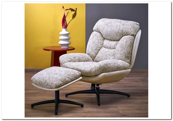 Комплект Halmar KRONOS кресло + подставка для ног (бежевый/разноцветный/черный)