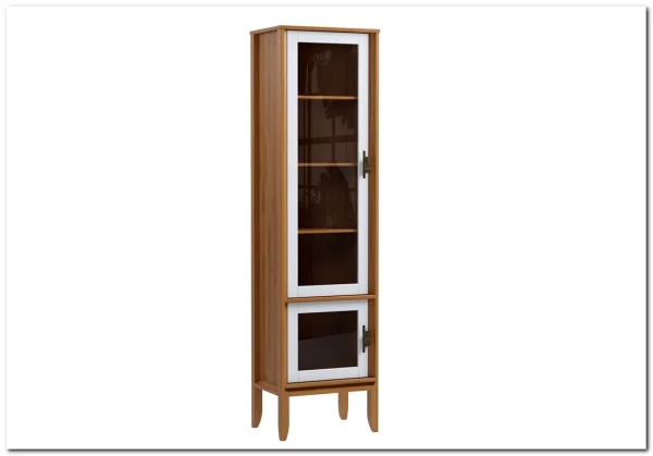 Шкаф для посуды Бридж узкий с 2-мя стеклянными дверями из массива сосны