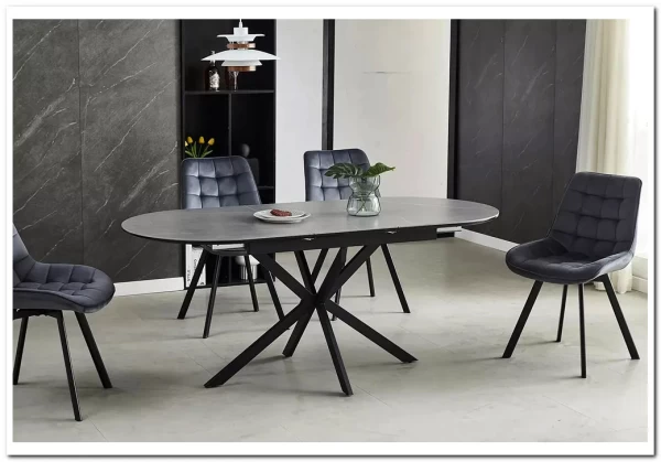 Стол обеденный Signal GASTON Ceramic 140 (серый/черный)