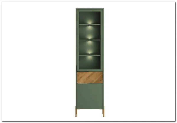 Витрина Siena REG1W1D1S дымчатый зеленый/дуб вотан BRW