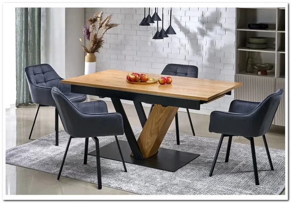 Стол обеденный Halmar FANIS 160 (натуральный/черный)