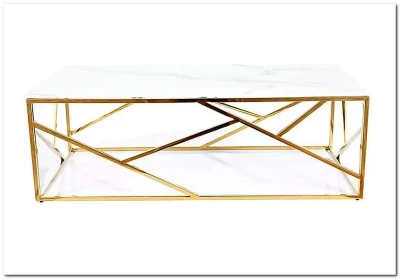 Стол журнальный Signal ESCADA A II (эффект белого мрамора/золотой)