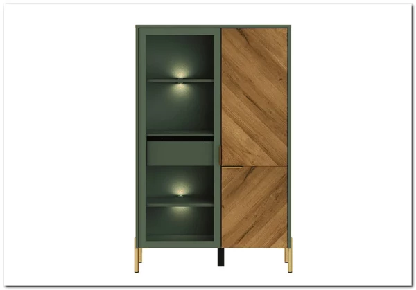 Витрина Siena REG1W1D/140 дымчатый зеленый/дуб вотан BRW