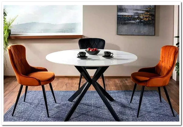 Стол обеденный Signal TALIA (эффект белого мрамора/черный)