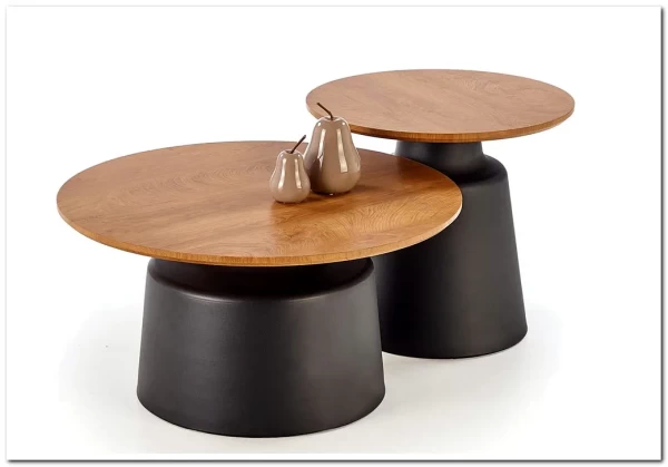 Комплект Halmar MALOMI (2 стола журнальных) (натуральный/черный)