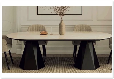 Стол ОРФЕЙ 240 нераскладной цвет ОНИКС (ONYX SABLE PULIDO), керамика / Черный каркас