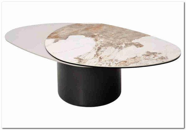 Стол кофейный NIKLAS PANDORA керамика на стекле и окрашенный МДФ/ темно-серый МДФ каркас DISAUR