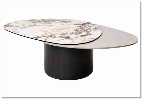 Стол кофейный NIKLAS TL-312 испанская керамика, стекло / МДФ окраш. /темно-серый МДФ каркас DISAUR