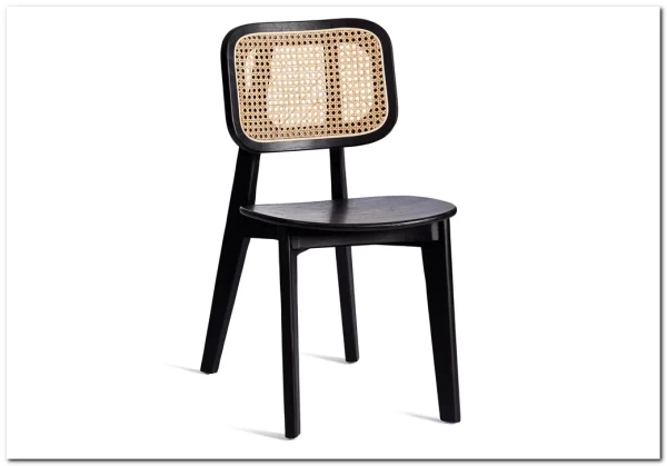 Стул ODIN дерево вяз/ротанг, черный