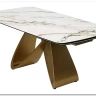 Стол ПАЛАСИО (PALACIO) 180 цвет KL-188 Контрастный мрамор матовый, итал керамика/ ШАМПАНЬ, ®DISAUR