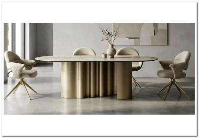 Стол ВЕНТО (VENTO) 280 ТОПАЗ TL-617, испанская керамика / Шампань каркас, ®DISAUR