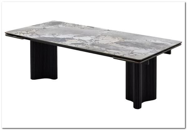 Стол АДАЖИО 240 (320) см MINERAL STONE NATURAL, керамика / Черный каркас