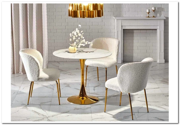 Стол обеденный Halmar CASEMIRO белый мрамор/золотой
