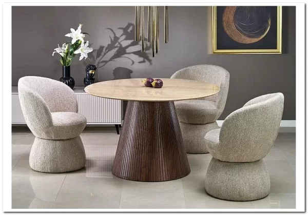 Стол обеденный Halmar PIREUS 120 (травертин/орех) Стол обеденный Halmar PIREUS 120 (травертин/орех)