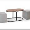 Комплект Halmar PAMPA, стол журнальный + 2 пуфа (орех/черный, серый)