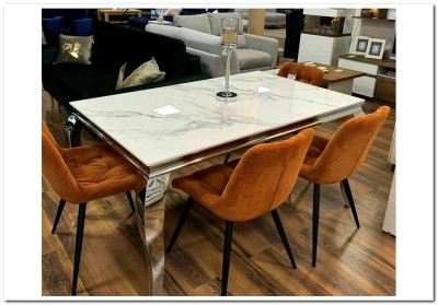 Стол обеденный Signal PRINCE Ceramic 150 (белый Calacatta/хром)