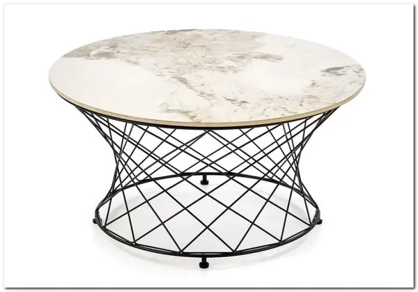 Стол журнальный Halmar ALESSIA (бежевый мрамор/черный)