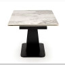 Стол обеденный Halmar FERNANDO 160 раскладной (белый мрамор/черный)