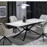 Стол обеденный Halmar VITORINO 160 раскладной (белый мрамор/черный)