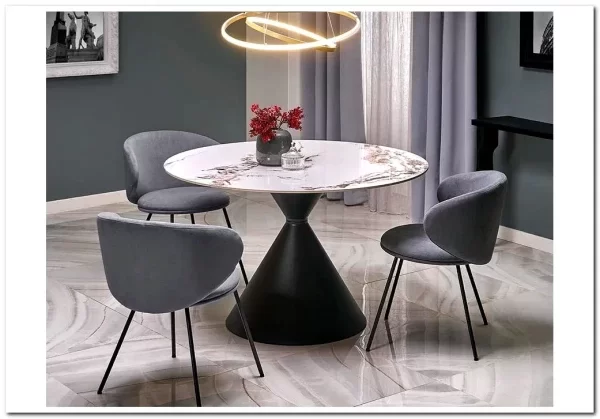 Стол обеденный Halmar GARET 120 (белый мрамор/черный) Стол обеденный Halmar GARET 120 (белый мрамор/черный)