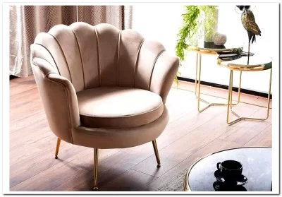 Кресло SIGNAL CAMELLIA Velvet Bluvel 28 (бежевый/золотой)