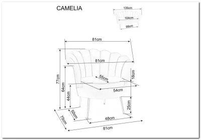 Диван SIGNAL CAMELLIA 2 Velvet Bluvel 52 (античный розовый/золотой)