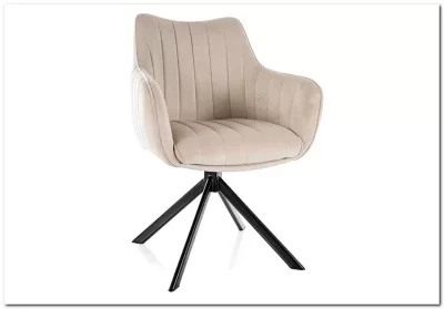 Стул кухонный Signal AZALIA Velvet Bluvel 30 поворотный (светло-бежевый/черный)