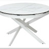 Стол TRENTO 120 HIGH GLOSS STATUARIO Белый мрамор глянцевый, керамика/ белый каркас