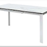 Стол CREMONA 140 HIGH GLOSS STATUARIO Белый мрамор глянцевый керамика/ белый каркас