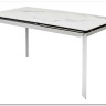 Стол CREMONA 140 HIGH GLOSS STATUARIO Белый мрамор глянцевый керамика/ белый каркас