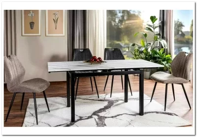 Стол обеденный Signal GD017 110 раскладной (белый мрамор/черный мат)