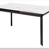 Стол CREMONA 140 HIGH GLOSS STATUARIO Белый мрамор глянцевый керамика/ черный каркас