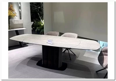 Стол DAGFINN 160 IVORY TRAVERTINE SOLID CERAMIC / Кофе / Орех, ®DISAUR