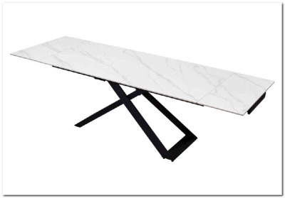 Стол LIVORNO 180 MATT WHITE MARBLE SOLID CERAMIC / BLACK