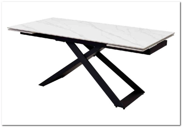 Стол LIVORNO 180 MATT WHITE MARBLE SOLID CERAMIC / BLACK