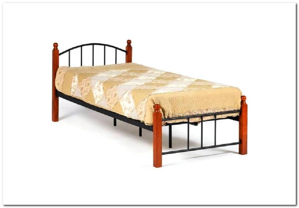 Купить Кровать AT-915 дерево гевея/металл 90*200 (Single bed), красный дуб/черный с доставкой по России по цене производителя можно в магазине 