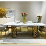 Стол CHIAVARI 220 KL-188 Контрастный мрамор матовый, итальянская керамика / Шампань, DISAUR