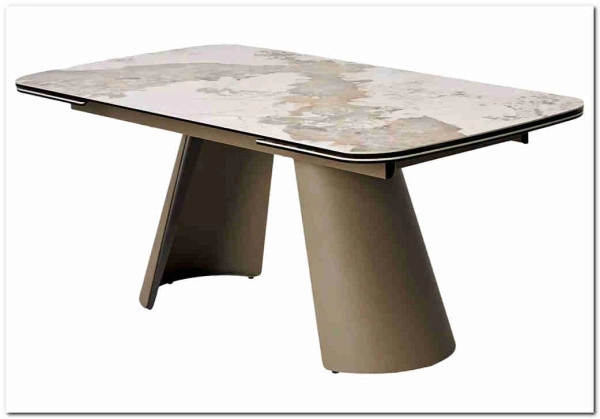 Стол STEFAN 180 GLOSS LUXURY PANDORA керамика, стекло/ каркас латте, DISAUR