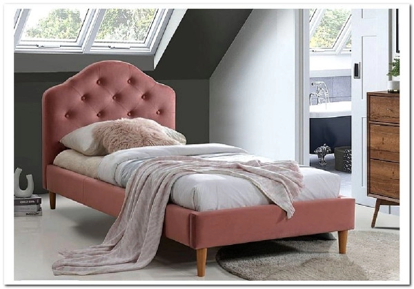 Кровать Signal CHLOE VELVET BLUVEL 52 (античный розовый/дуб) 90/200