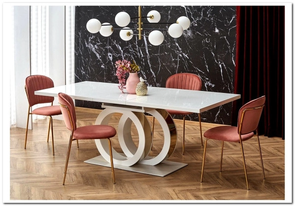 Стол обеденный Halmar GALARDO раскладной (белый/золотой)